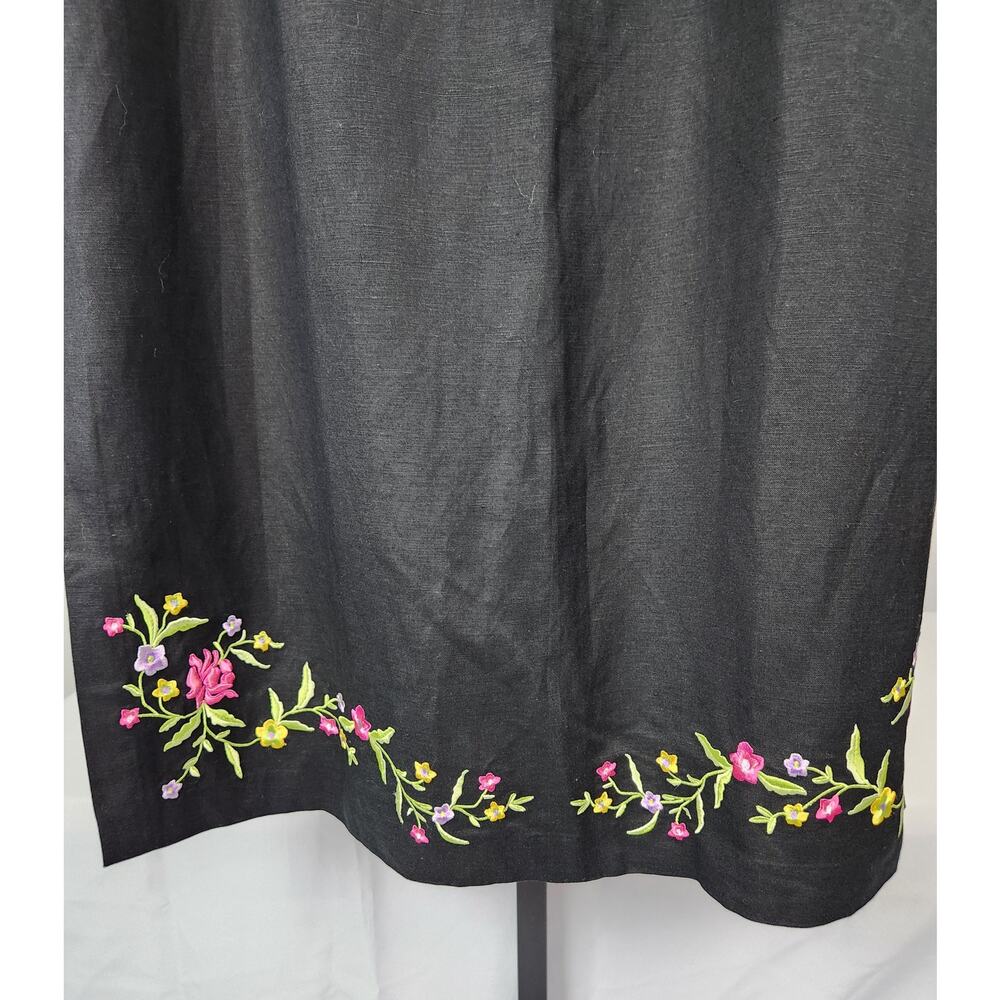 Jessica London Maxi Skirt Linen Blend Slits Floral Embroidery Size 20W NWOT - Picture 7 of 11